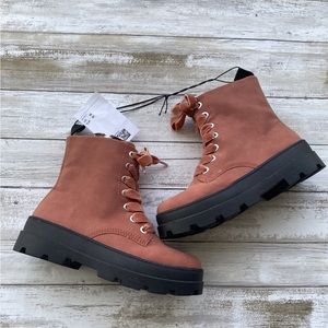 NWT H&M Brick Red Cozy Faux Fur Lined Boots